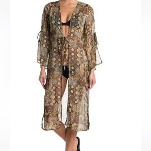 Kendall + KYLIE Duster in SNAKE LACE NEUTRAL, Size Large. Nwt